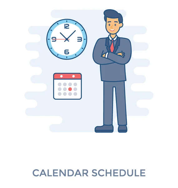 Calendar Clock Calendar Schedule — Stock Vector