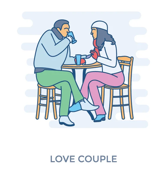 Couples Assis Ensemble Dans Restaurant Couple Amoureux — Image vectorielle