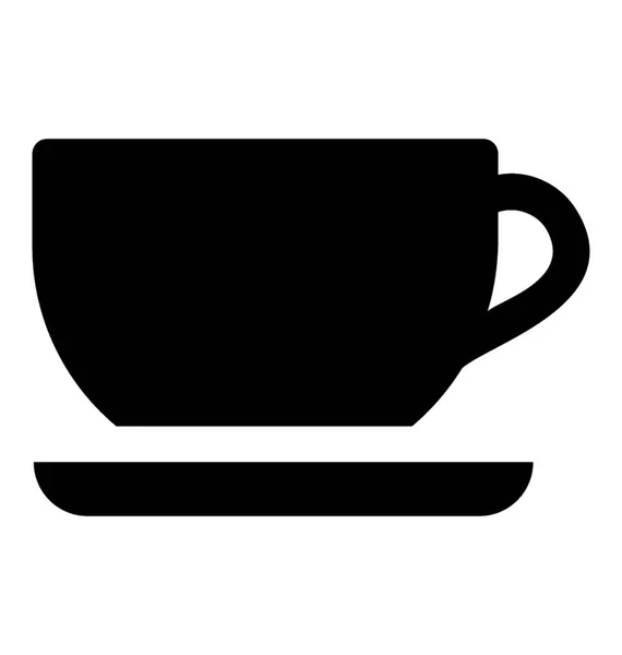 Чашка Чая Блюдцем Икона Глифа — стоковый вектор