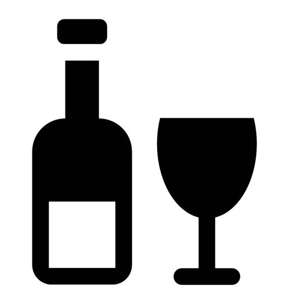 Simple Vector Icono Glifo Aislado Botella Champán Vidrio — Archivo Imágenes Vectoriales