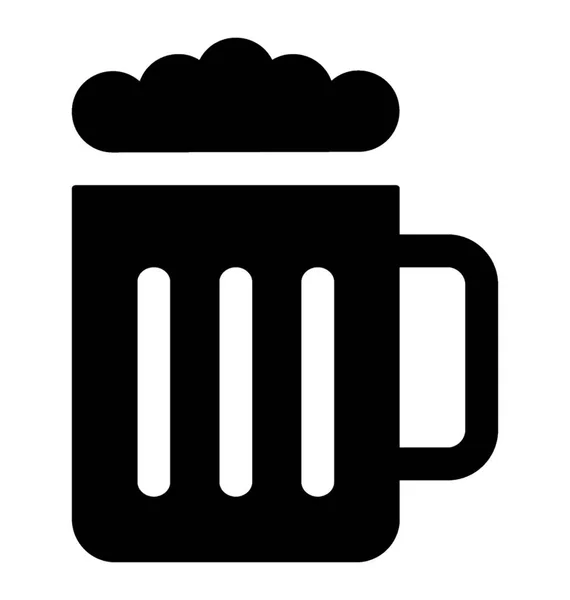白い背景の上のアイコンを冷えたビール マグカップ — ストックベクタ