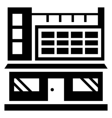 Modern mimari kafe simgesi beyaz arka plan üzerinde 