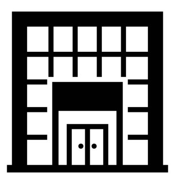 Binanın mimarisi ile bir masa, alışveriş merkezi simge vektör 