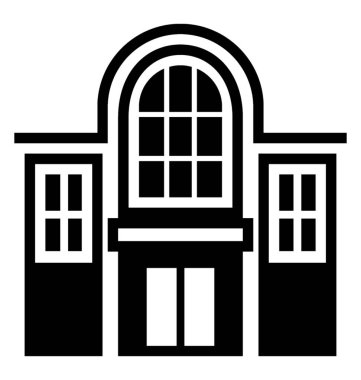 Modern mimari kafe simgesi beyaz arka plan üzerinde 