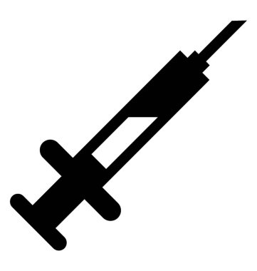 İğne plastik ve sıvı ile bağlı enjeksiyon simgedir içinde 