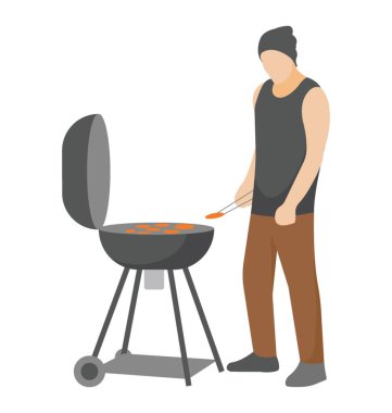 Bir kişi ızgara gıda piknik yapıyor 