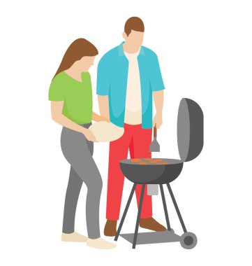 Piknik birkaç barbekü yemek yapma 