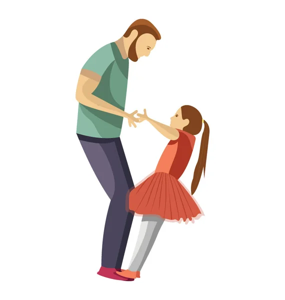 Bir Baba Kızını Çocuk Oyunu — Stok Vektör