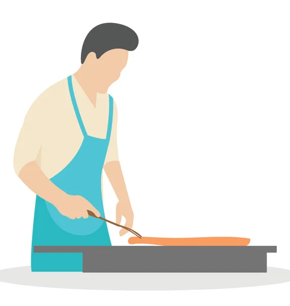 Ein Junge Beim Kochen Freien Koch Beim Kochen — Stockvektor