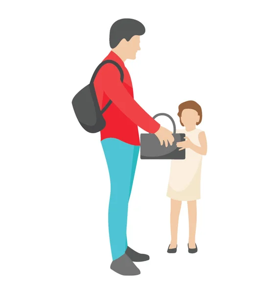 Una Chica Está Entregando Equipaje Papá Para Picnic — Vector de stock