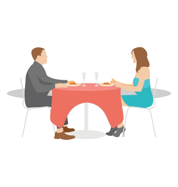 Couple Sort Ensemble Réunit Pour Dîner — Image vectorielle