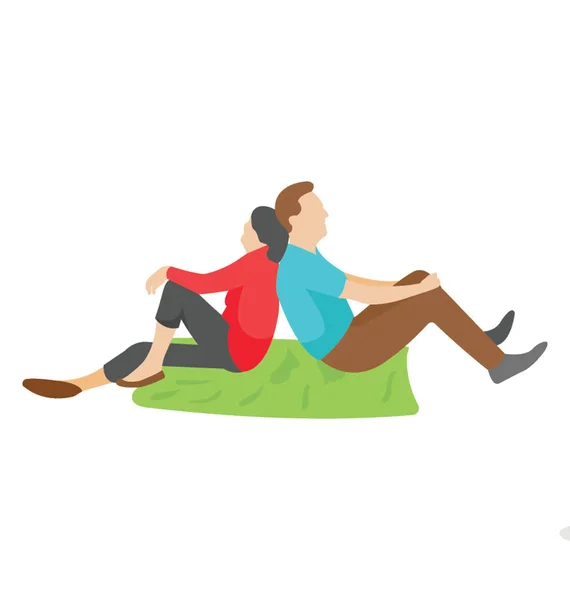 Couple Est Assis Plein Air Sur Pique Nique — Image vectorielle