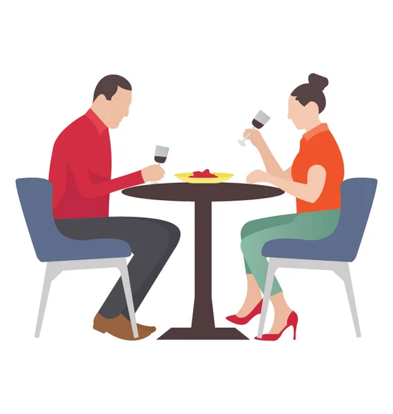 Een Echtpaar Dating Een Restaurant — Stockvector