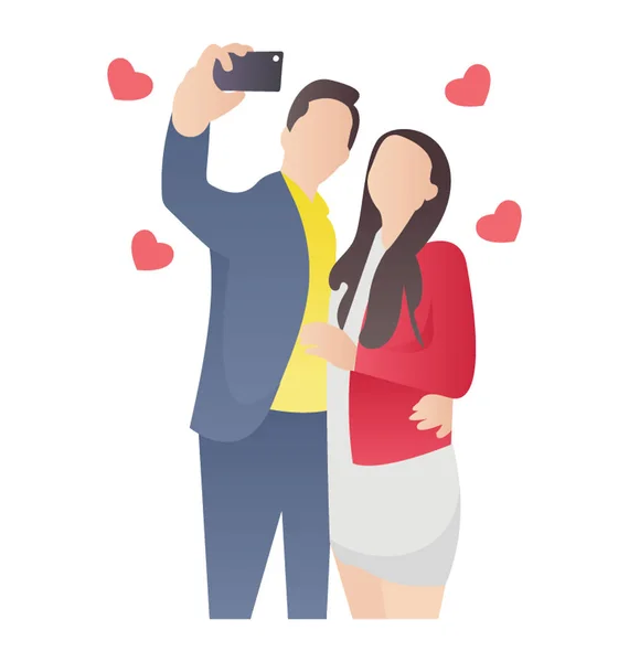 Casal Capturando Selfie Para Salvar Momentos — Vetor de Stock