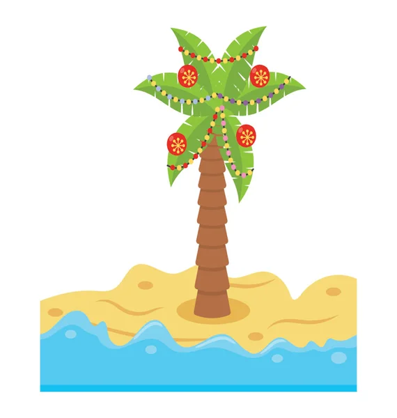 Palmera Decorada Con Artículos Decoración Navideña — Vector de stock