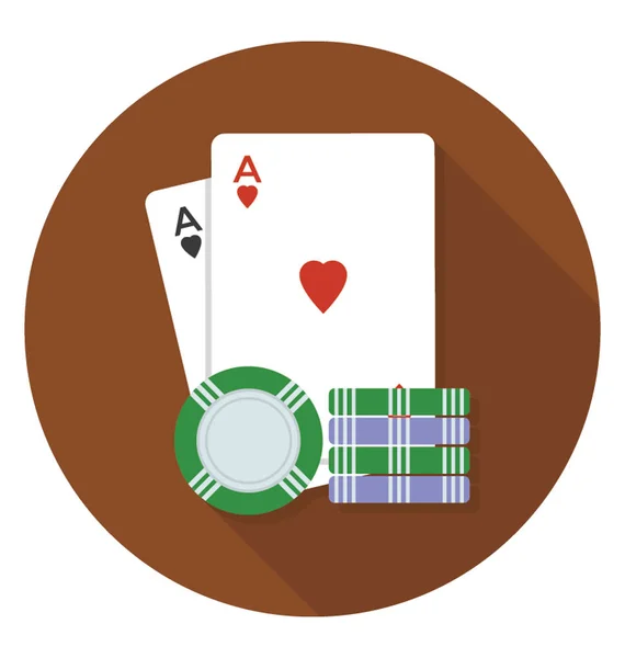 Ace Cartão Poker Chip Que Descreve Casino Jogos Azar — Vetor de Stock