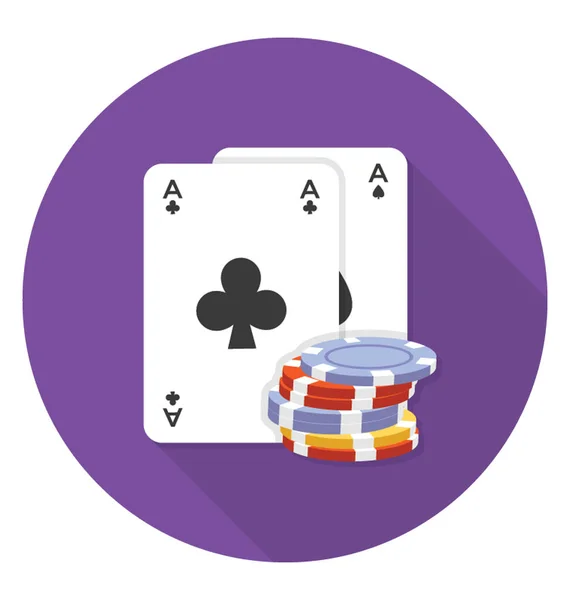 扑克卡和芯片描绘赌场赌博 — 图库矢量图片