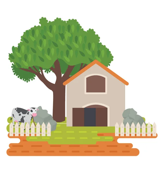 House Farmland Trees Showing Farm — Stock Vector