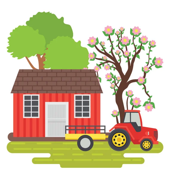 House Farmland Trees Showing Farm — Stock Vector