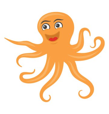 Ahtapot düz renkli simge 