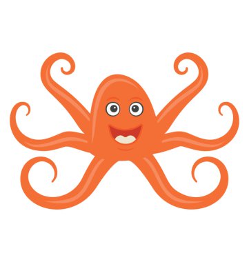 Ahtapot düz renkli simge 