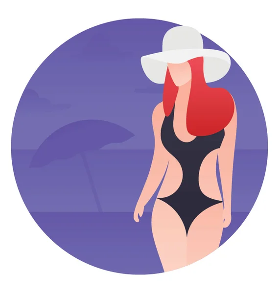 Beach Girl Beach Dress Enjoying — Stock Vector