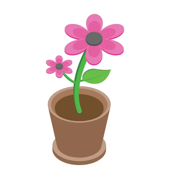 Flor Una Maceta Planta Maceta — Vector de stock