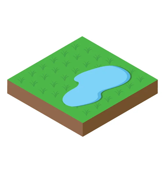 Ett Landskap Som Visar Filed Med Vatten Floden — Stock vektor