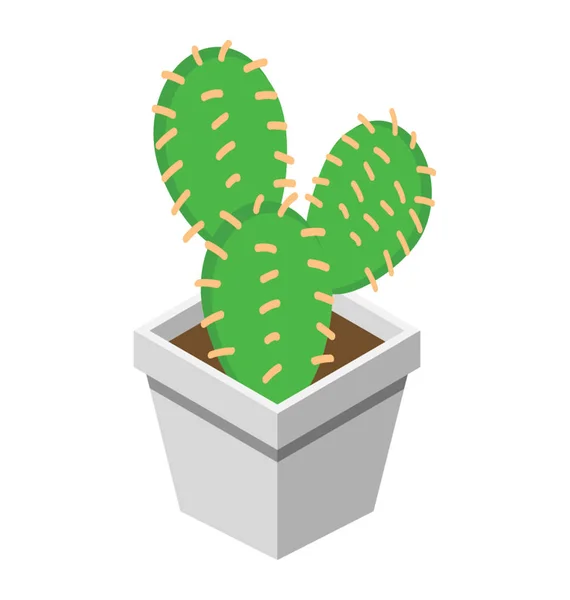 Une Plante Sauvage Dans Pot Représentant Cactus — Image vectorielle