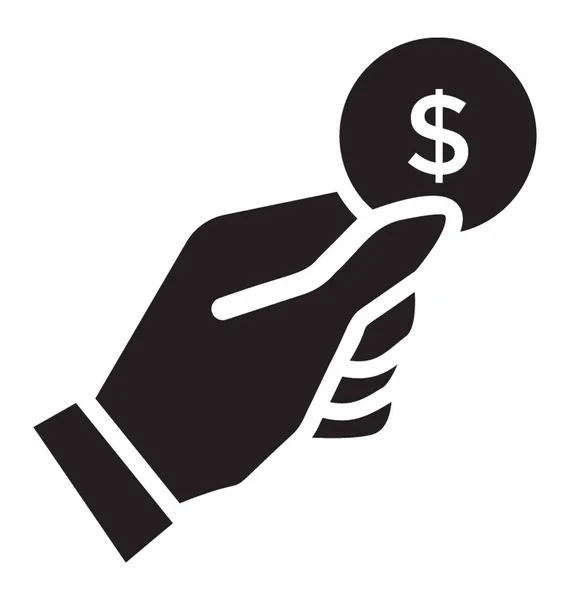 Ένα Δολάριο Κέρμα Στο Χέρι Πληρωμή — Διανυσματικό Αρχείο