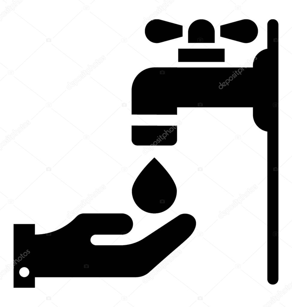 Ablation symbol shown via tap water and hand