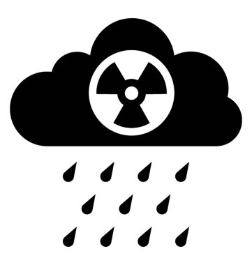 Asit yağmuru gösteren radyo tehlike simgesi ile bulut
