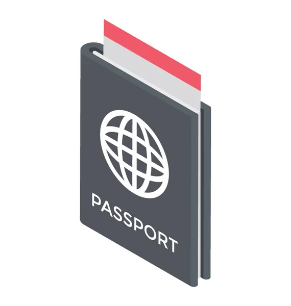 Passaporte Para Viagens Internacionais Ícone Plano — Vetor de Stock