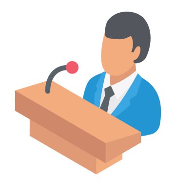 Genç işadamı konferansta konuşma 