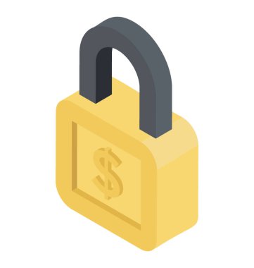 Dolar işareti, para koruması olan bir asma kilit 