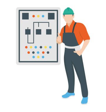 Bir elektrikçi, elektrik hizmetleri kavramı düz simgesi 