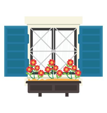 Dış ev resmeden bir açık pencere 