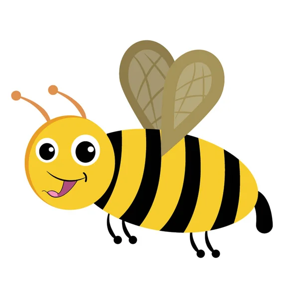 Flat Icon Cartoon Bee — Stock Vector