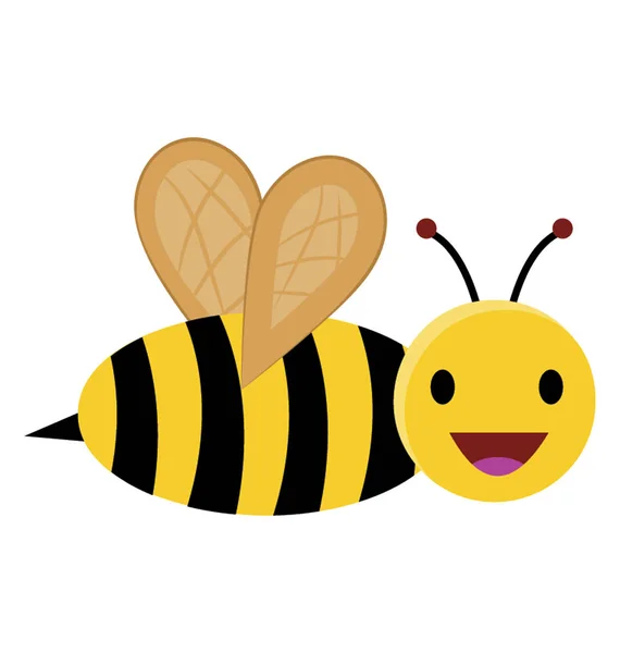Επίπεδη Εικόνα Μιας Μέλισσας Κινουμένων Σχεδίων — Διανυσματικό Αρχείο