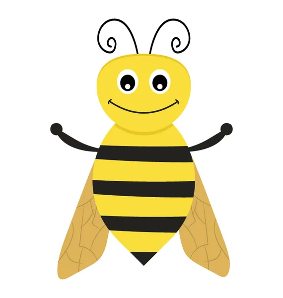 Plochý Ikona Cartoon Bee — Stockový vektor