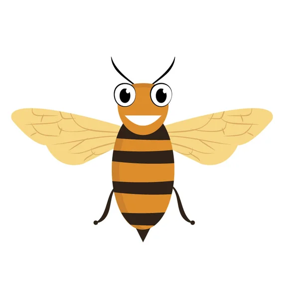 Plochý Ikona Cartoon Bee — Stockový vektor