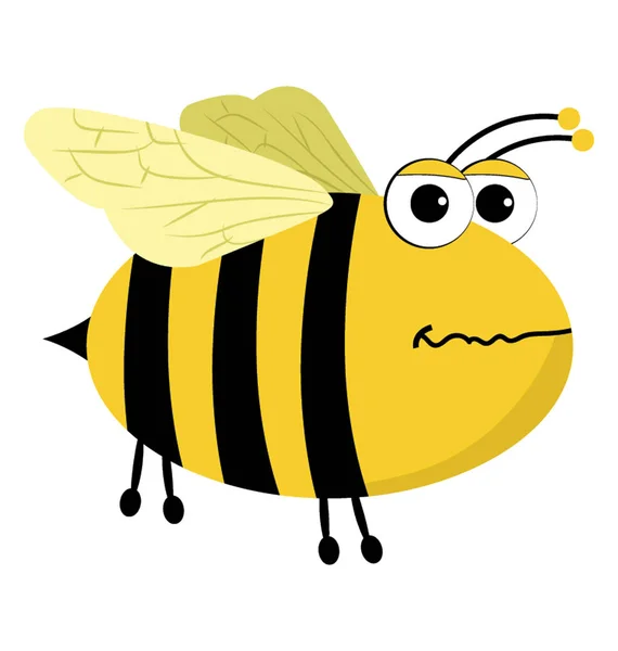 Flat Icon Cartoon Bee — Stock Vector