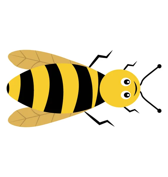 Icono Plano Una Abeja Dibujos Animados — Vector de stock