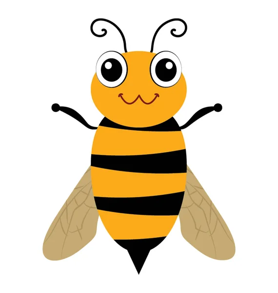 Плоская Икона Мультяшной Пчелы — стоковый вектор