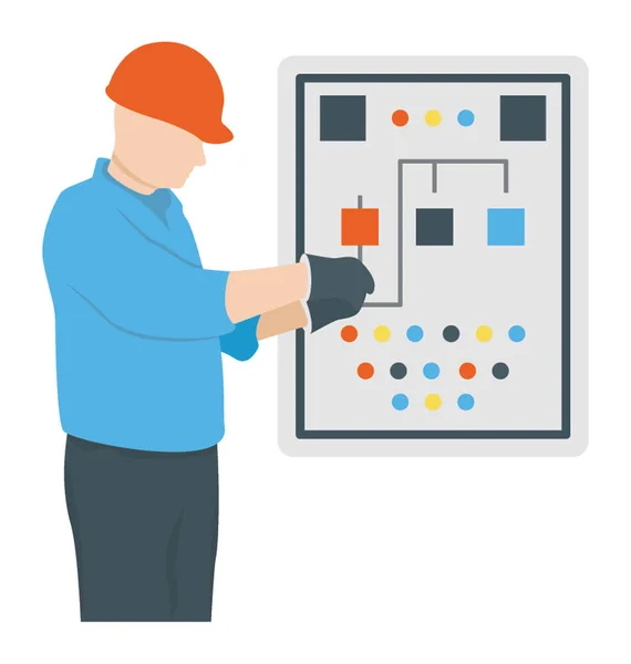 Человек Ремонта Цепи Технического Обслуживания Электрического Тока Называется Техник Цепи — стоковый вектор