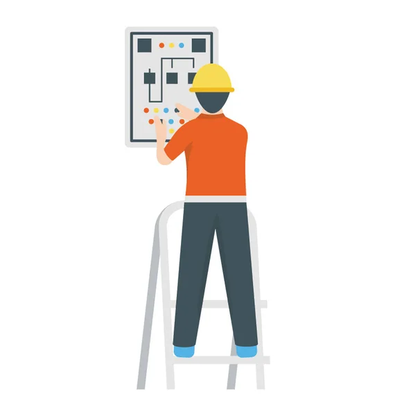 Platte Pictogram Van Een Elektricien Aanduiden Circuit Technicus — Stockvector