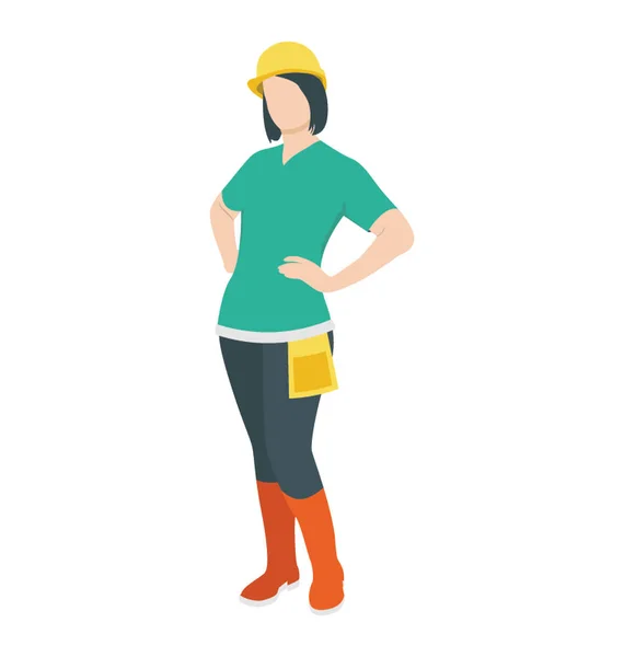 Eine Frau Mit Kopfbedeckung Die Eine Arbeiterin Darstellt — Stockvektor