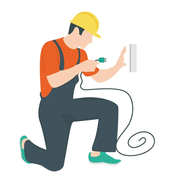 Electrical Labor Repairing Plugs — Stock Vector