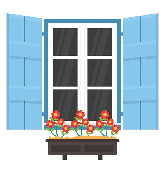 Window Shutter Depicting Exterior Home — Stock Vector