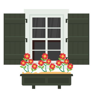 Dış ev resmeden bir pencere panjur 